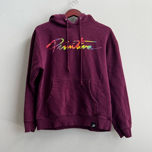 Primitive Tops - Primitive Maroon Hoodie with Tie Dye Logo